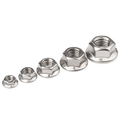 304 M8 Hex Lock Din6923 Самозамыкающийся шестоугольный фланцевый орешек с гладкой поверхностью