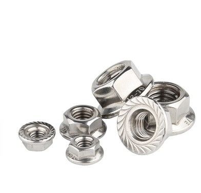 304 M8 Hex Lock Din6923 Самозамыкающийся шестоугольный фланцевый орешек с гладкой поверхностью