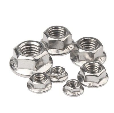 304 M8 Hex Lock Din6923 Самозамыкающийся шестоугольный фланцевый орешек с гладкой поверхностью