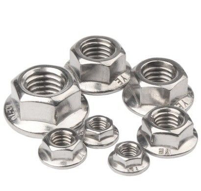 304 M8 Hex Lock Din6923 Самозамыкающийся шестоугольный фланцевый орешек с гладкой поверхностью